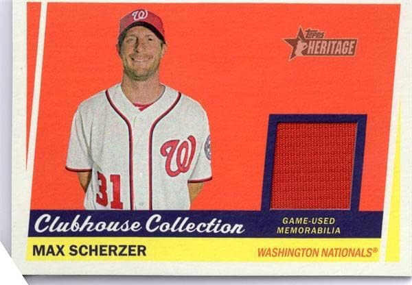 Max Scherzer igrač istrošen Jersey Patch Baseball Card Topps Heritage Clubhouse kolekcija CCRMS - MLB igra korištena