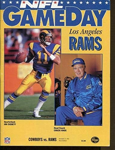 1992. Rams v Cowboys Program 11/15 Texas Stadium Jim Everett Chuck Knox 68158 - NFL programi