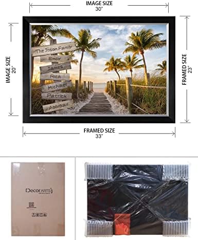 Decorarts - Personalizirani znak za plažnu ploču. Uokvireni Art Giclee Print na pamučnom platnu s umjetničkim okvirom, prilagođeni