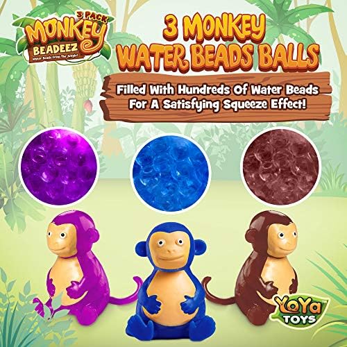 Yoya Toys Beadeez majmun Squishy Stress Relief kuglice | Životinjske figurice ublažavanje tjeskobe za dječake, djevojčice