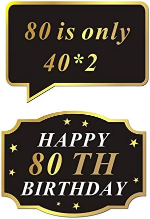 Konsait 80. rođendanski rekvizit za foto kabine, smiješni 80 zabavni rekvizit ukras crni zlatni dekor s štapom za muškarce