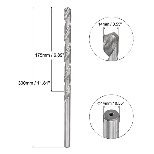 UxCell 14 mm zaplete za bušenje, brzi čelični čelični ravni nosač ekstra dugačka dužina 300 mm duljine za drvenu plastičnu