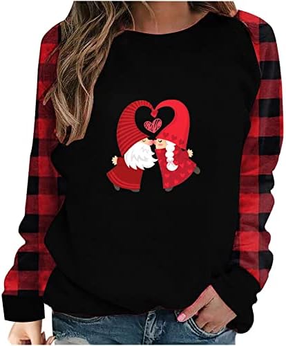 Valentinovo košulje žene bluza Ljubav srce grafički majice s dugim rukavima košulja za spajanje buffalo karirana pulover