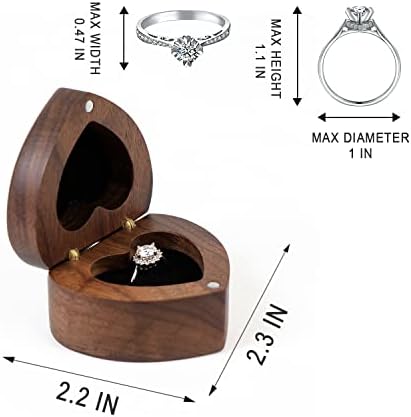 Drvena kutija za prstenje u obliku srca baršunasti mekani unutarnji ručno izrađeni držač nakita drvena poklon kutija organizator