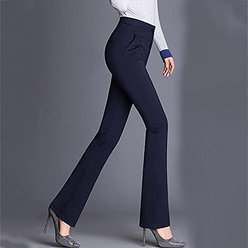 Manhong čvrste crne hlače hlače visokog struka Radno radno rastezaljne ležerne ravne poslovne hlače za žene trendovske udobne
