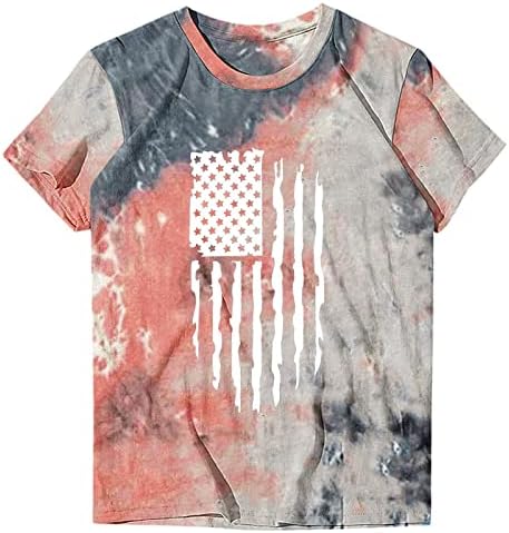 Majice za žene Ljetni vrhovi za žene 4. srpnja Patriotska majica okrugli vrat kratki rukav vrh američka zastava tiskana bluza