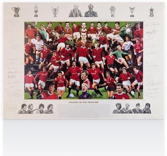 Multi potpisan Manchester United Artwork Print - Legende o Old Traffordu, Limited - Autografirane nogometne fotografije