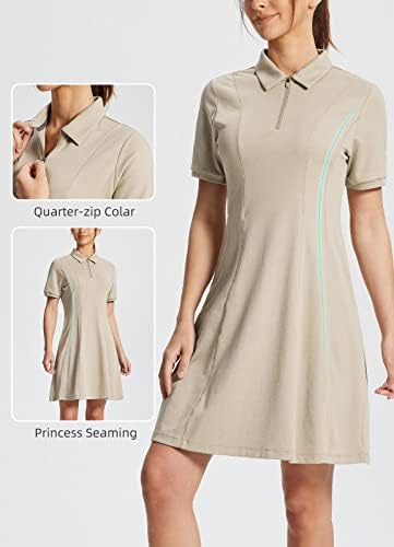 Baleaf ženska haljina za golf lyocell polo majice s kratkim rukavima haljina haljina golf odjeća dužina koljena džepovi kvartal