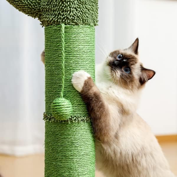 Mačji grebalica za grebanje od sisala s interaktivnom visećom kuglicom za kućne mačke u zelenoj boji