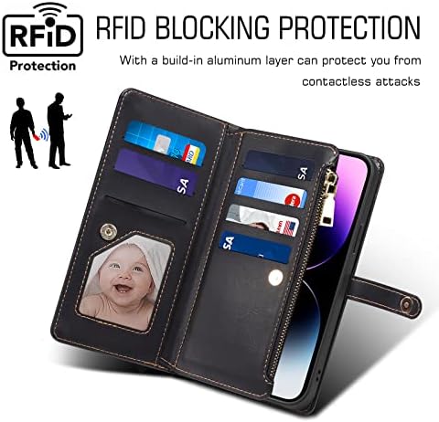 Torbica-novčanik REEGINCH za iPhone 14 Pro Max RFID-blokiranje torbica od umjetne kože za žene sa utorom za kartice, manšeta
