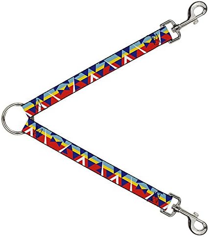 Razdjelnik povodca za pse s kopčom geometrijski trokuti u prugama crvena bijela plava Žuta duga 1 stopa i široka 1 inč