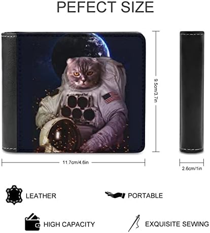 Mačka u svemiru unisex novčanik pu kože Bifold torbica Slatka gotovinska kreditna kartica