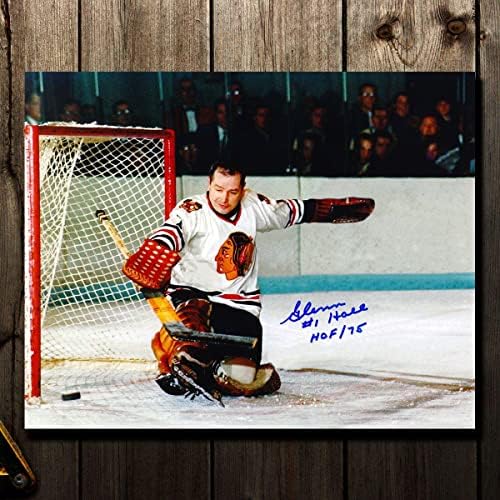 Glenn Hall Chicago Blackhawks Big Save Autographed 8x10 - Autografirane NHL fotografije