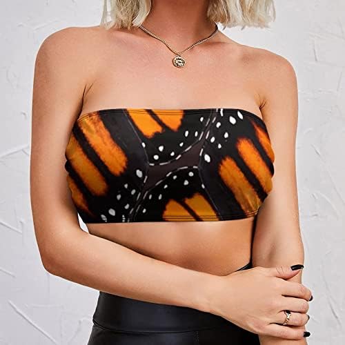 Narančasti monarh leptir krila ženska seksi cijev usjev gornji bandeau bez naramenica bez naramenica bešavni rastezljivi