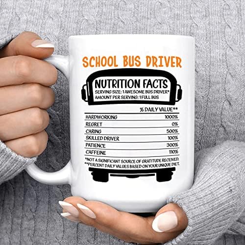 Personalizirani izbor imena vozača školskog autobusa prehrambene činjenice šalice za kavu 11oz 15oz, prilagođene činjenice