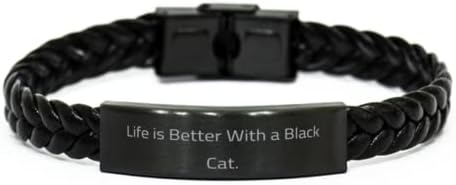 Slatki darovi za crnu mačku, život postaje bolji s crnom mačkom, pletena kožna narukvica za crnu mačku od prijatelja, igračke