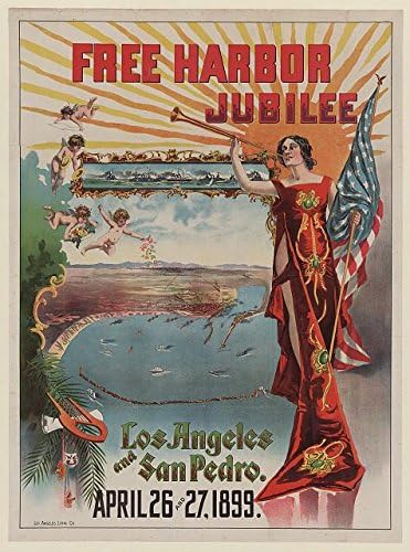 PovijesneFindings Foto: Free Harbour Jubilee, Los Angeles, San Pedro, Kalifornija, Željezničke pruge, RR, Bay, 1899