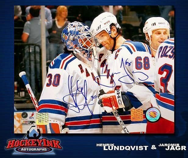 Henrik Lundqvist & Jaromir Jagr dvostruki potpisani New York Rangers 8 x 10 Photo -70401 -Autografirane NHL fotografije