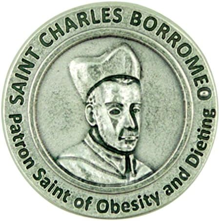 Lumen Mundi zaštitnik pretilosti i dijeta St Charles Borromeo džepni token s molitvenom leđnom