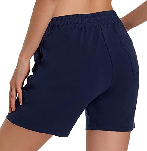 Ženske pamučne kratke hlače od 5 znoja Bermuda Povucite kratke hlače s dubokim džepovima za salonu Gym Yoga Walking Athletic