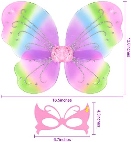 12 komada set princeza Fairy Wings Uključuju leptir krila anđeoska krila i maske za maske za maske za rođendanske zabave