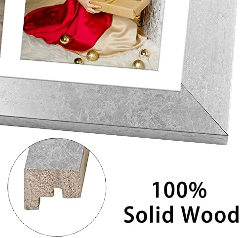 Golden State Art Set od 2 Silver Collage Wood Okvir s bijelom prostirkom - prikazuje dvije fotografije 8x10 ili tri 5x7 -