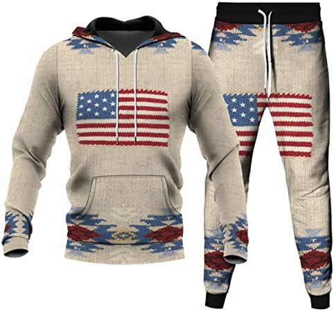 lcepcy vintage američka zastava muški tracksuit 2 komada odjeća odjeća set casual dugih rukava pulover kapuljača trenira