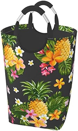 Havajska torba za prljavu odjeću s tropskim ananasom, sklopiva, s ručkom, pogodna za kućnu pohranu u kupaonskom ormaru