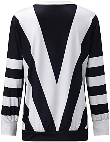 Bluze u boji ženske boje patchwork zip prednji v vrat tiskani labavi majica s dugim rukavima vrhovi