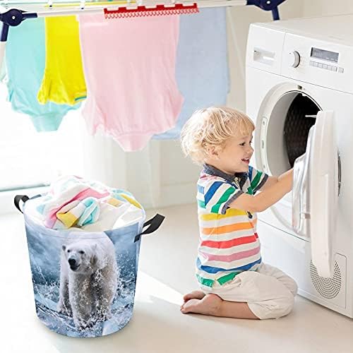 Foduoduo košarica za pranje rublja Polarni medvjed na ledenom tiskanom rublje rublja s ručkama sa sklopivim ometanjem prljave