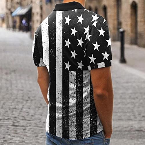 UBST Patriotske polo majice za muške, Dan neovisnosti američka zastava Print Vojnik kratki rukavi povremeni golf košulje