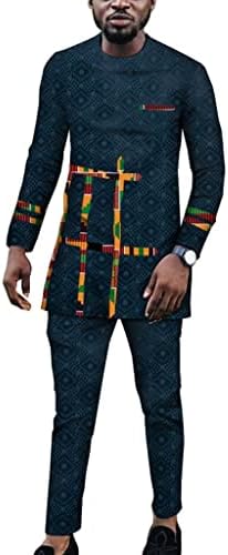 Dashiki muškarci Afrička odjeća modno odijelo Patchwork Tiskane duge košulje vrh i hlače Plemenske odjeće casual tracksuit