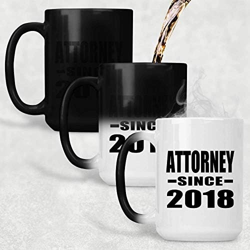 DesignSify odvjetnik od 2018. godine, 15oz u boji Promjena šalice osjetljive magične ručke čajne čajnice, Pokloni za rođendansku