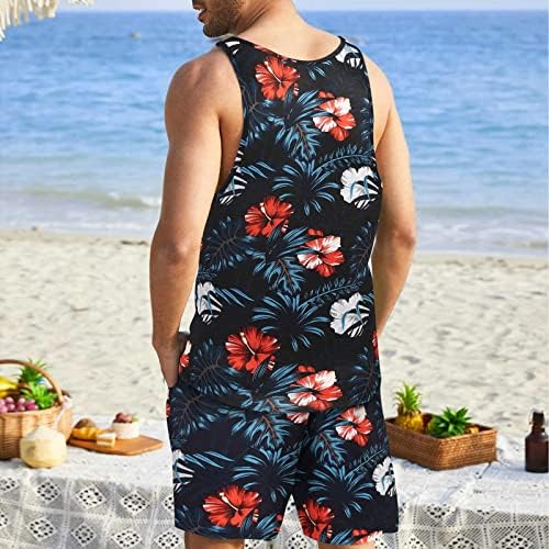 Muški sve odijelo muškarci Summer casual Cvjetni tenkovi Top Havajski kratki odijelo plaža Tropska odjeća muški prsluk set
