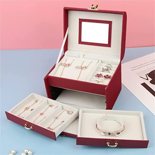 Ženska kutija za nakit troslojna kutija za pohranu nakita velikog kapaciteta s ogledalom prijenosna Putna kutija