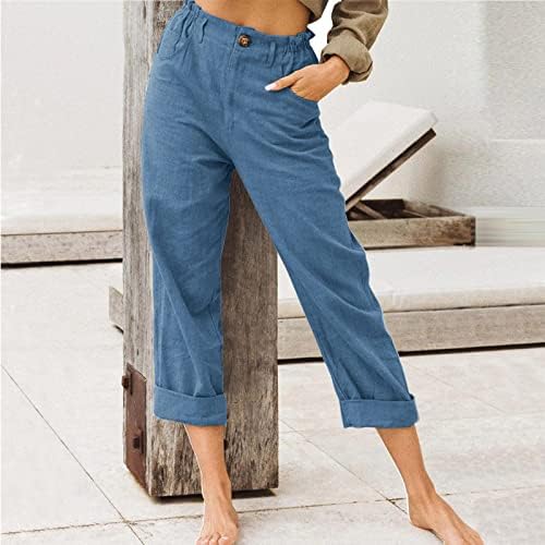 Ženske posteljine Capris elastični struk Capri hlače visoke hlače Posteljina Plus Odjeća odjeća za klizanje dame hlače