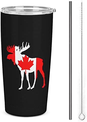 Moose u zastavi Kanade 20oz Putnička kava šalica vakuuma izolirana od nehrđajućeg čelika Latte šalica s poklopcem i četkom