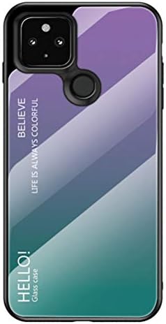 Lusheng futrola za Google Pixel 5 XL, gradijentna boja od kajanog stakla stražnje školjke meka TPU rubni poklopac telefona,