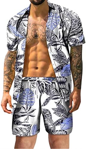 Muški 2 -komadni sportski setovi muški ljetni modni slobodno vrijeme na Havajima, morska odmor plaža digitalni 3D ispis kratak