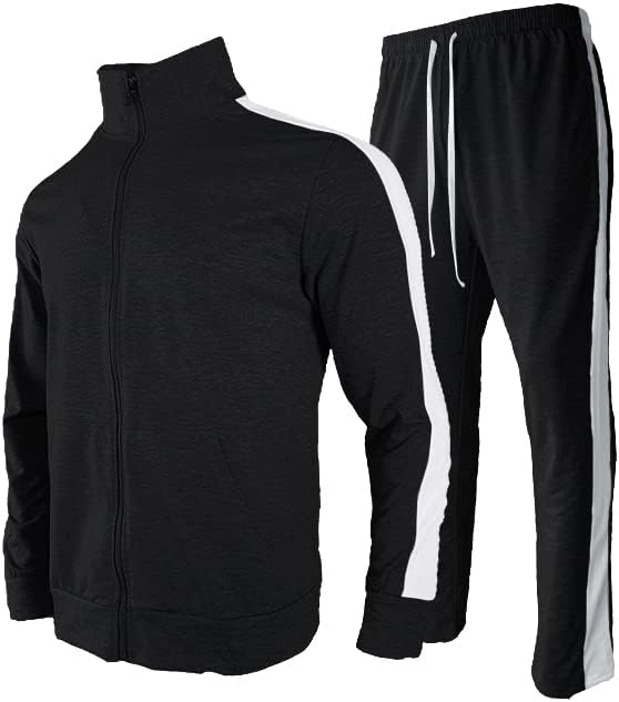 RPOVig muške staze, 2 pakiranja znojnih odjeća pune zip jakne atletske hlače za vježbanje u teretani