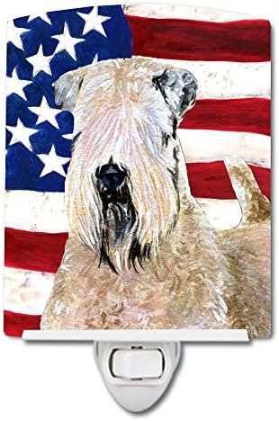 Caroline's Treasures SS4019CNL USA Američku zastavu sa keramičkim ночником s blagim coated Wheaten Terrier, kompaktan, certificirani
