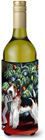 Caroline's Treasures PPP3092Literk Fox Terrier Božić dragi zagrljaj boce za vino Djeda Mraza, hladnjak za hladnjak za hladnjak