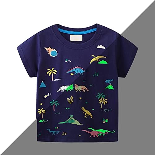 Termički vrhunski djeca mališani dječaci Dječaka blistavi dinosauri kratki rukavi majice pamučne crtane vrhove za djecu
