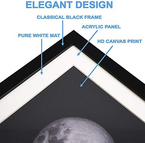 ENGLANT - 4 komada uokvirena Mjesečeva faza platna zidna umjetnost, crno -bijela zidna dekor spavaće sobe, sažetak Giclee