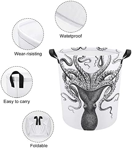 Foduoduo košarica za pranje rublja Octopus Steampunk Ocean rublje rublje s ručkama sa sklopivim kolicama za odlaganje prljave