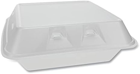 Paktiv zimzeleni pametni otvor za odjavljenu pjenu sa zglobnim poklopcem, 3-odjeljak, 9 x 9,25 x 3.25, bijelo, 150/karton