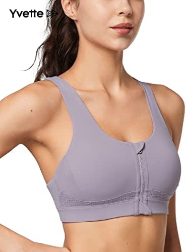 Yvette Strappy Zip Front Sports Bra High Impact Workout grud