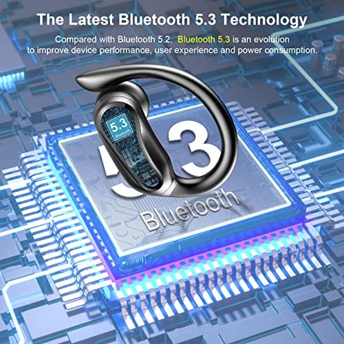 Bežični uši pravilofiss bluetooth 5.3 slušalice s dvostrukim LED digitalnim zaslonom 42hrs playtime, IP7 super vodootporni