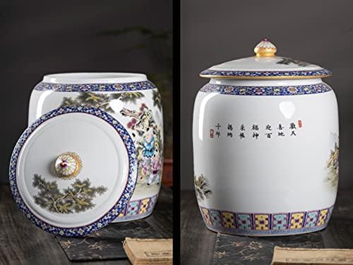 Dozator hrane u kineskom stilu keramička kanta za rižu od 22 kilograma spremnik za žitarice Kineski porculanski dozator za