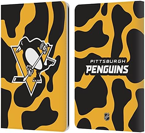 Dizajni slučaja glave Službeno licencirani NHL krava uzorak Pittsburgh Penguins kožni kaputić za knjige Kompatibilno s Kindle